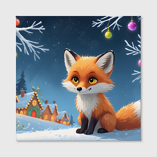 Картина квадратная Лисичка новогодней ночью / 3D-принт – фото 2