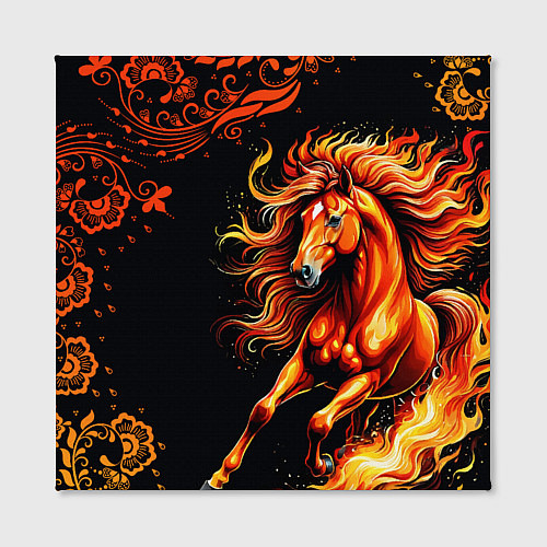 Картина квадратная Огненный конь в русской хохломе / 3D-принт – фото 2