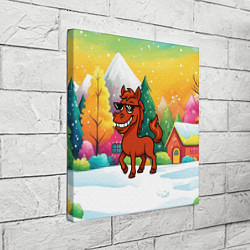 Холст квадратный Красная лошадка в очках подмигивает 2026, цвет: 3D-принт — фото 2