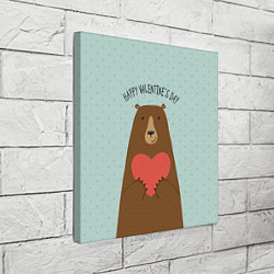 Холст квадратный Медведь с сердцем, цвет: 3D-принт — фото 2