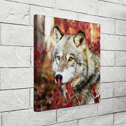 Холст квадратный Волк в кустах, цвет: 3D-принт — фото 2