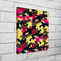 Холст квадратный Камуфляж: желтый/черный/розовый, цвет: 3D-принт — фото 2