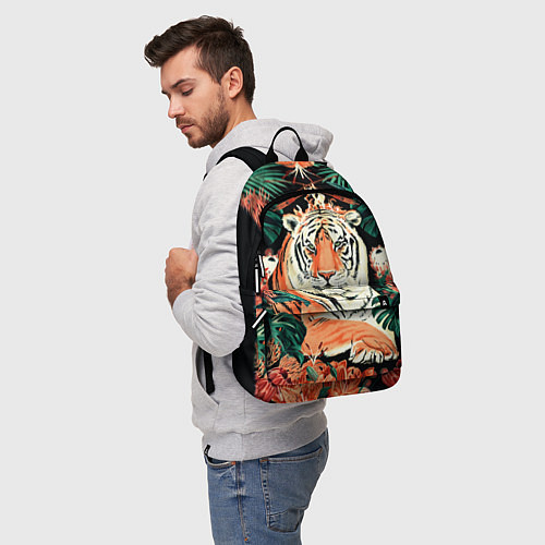 Рюкзак Огненный Тигр в Цветах / 3D-принт – фото 5