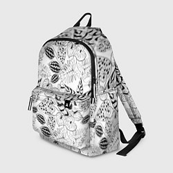 Рюкзак Черно-белый узор Тропики, цвет: 3D-принт