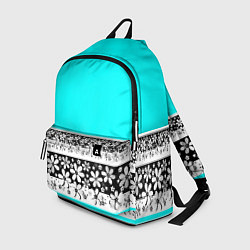 Рюкзак Цветочный бирюзовый узор, цвет: 3D-принт