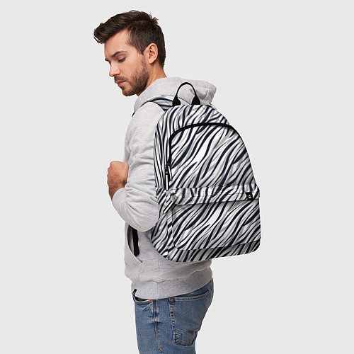 Рюкзак Черно-белый полосатый тигровый / 3D-принт – фото 5