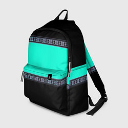 Рюкзак Черно-бирюзовый узор, цвет: 3D-принт