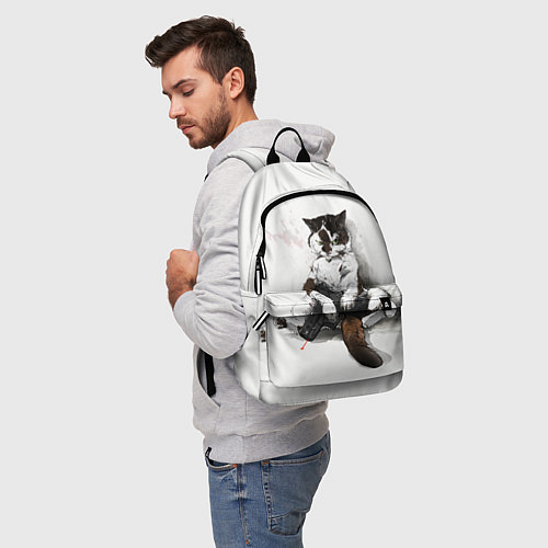 Рюкзак Котик с пистолетом на стене мем / 3D-принт – фото 5