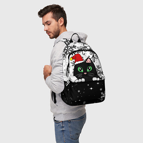 Рюкзак Новогодний кот в колпаке Санты / 3D-принт – фото 5