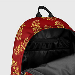Рюкзак Золотые веточки на ярко красном фоне, цвет: 3D-принт — фото 2