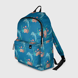 Рюкзак Дельфины Море паттерн, цвет: 3D-принт