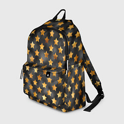 Рюкзак Золотые звезды на черном, цвет: 3D-принт