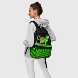 Рюкзак Зеленый полосатый кот, цвет: 3D-принт — фото 2