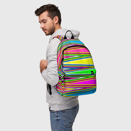 Рюкзак Полосатый радужный разноцветный геометрический узо / 3D-принт – фото 5
