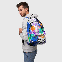 Рюкзак Брызги и мазки разноцветных красок на белом фоне, цвет: 3D-принт — фото 2