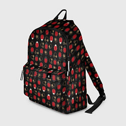 Рюкзак Красные Божьи коровки на черном фоне ladybug, цвет: 3D-принт