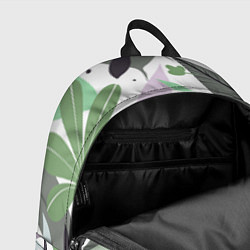 Рюкзак Зелёные, серые, голубые, сиреневые листья на белом, цвет: 3D-принт — фото 2