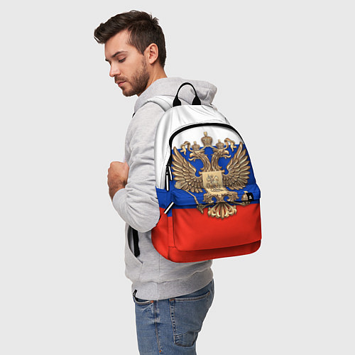 Рюкзак Герб России на фоне флага / 3D-принт – фото 5