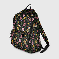Рюкзак Цветочная полянка на темном фоне, цвет: 3D-принт