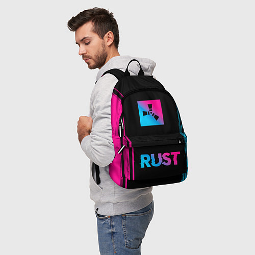 Рюкзак Rust - neon gradient: символ сверху надпись снизу / 3D-принт – фото 5