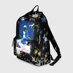 Рюкзак Новый год снеговик и птицы, цвет: 3D-принт