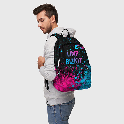 Рюкзак Limp Bizkit - neon gradient: символ сверху / 3D-принт – фото 5