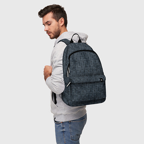 Рюкзак Черно-синий текстурированный в елочку, под джинсу / 3D-принт – фото 5
