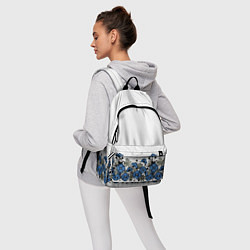 Рюкзак Синий цветочный узор -кайма, цвет: 3D-принт — фото 2