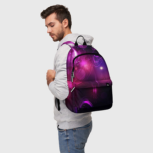 Рюкзак Фиолетовые неоновые блики / 3D-принт – фото 5