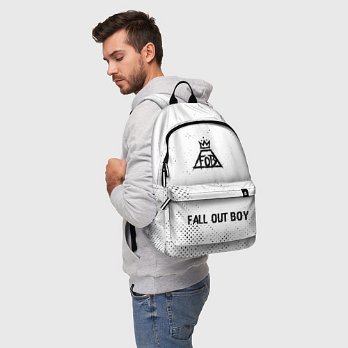 Рюкзак Fall Out Boy glitch на светлом фоне: символ, надпи / 3D-принт – фото 5