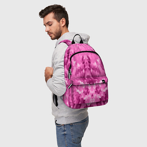 Рюкзак Яркий малиново-розовый геометрический узор / 3D-принт – фото 5