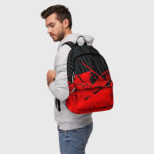 Рюкзак Красные брызги на черном фоне / 3D-принт – фото 5