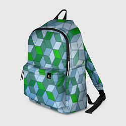 Рюкзак Зелёные и серые абстрактные кубы с оптической иллю, цвет: 3D-принт
