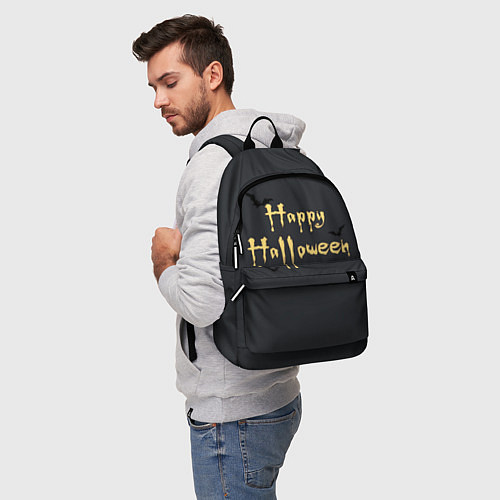 Рюкзак Happy Halloween надпись с летучими мышами / 3D-принт – фото 5