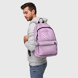 Рюкзак Полосатый паттерн бело-розового цвета, цвет: 3D-принт — фото 2