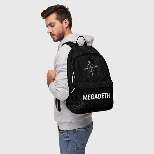 Рюкзак Megadeth glitch на темном фоне: символ, надпись / 3D-принт – фото 5