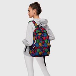 Рюкзак Снежинки разноцветные, цвет: 3D-принт — фото 2