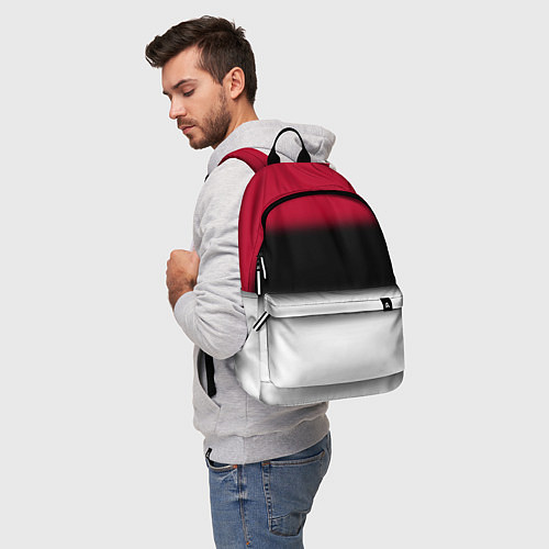 Рюкзак Размытый полосатый узор черный красный белый / 3D-принт – фото 5