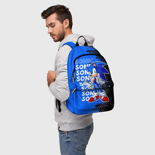 Рюкзак Соник на синем фоне / 3D-принт – фото 5