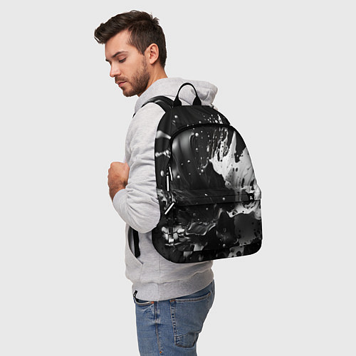 Рюкзак Брызги красок - белая и черная / 3D-принт – фото 5