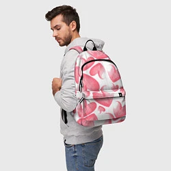 Рюкзак Розовые акварельные сердца - паттерн, цвет: 3D-принт — фото 2