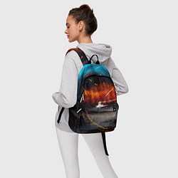Рюкзак Серый, оранжевый и синий туманы и краски, цвет: 3D-принт — фото 2