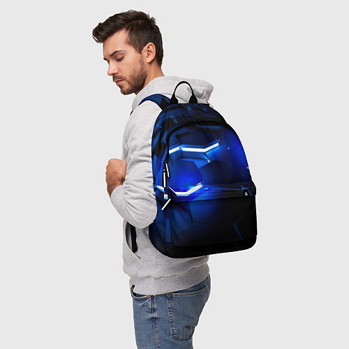 Рюкзак Металлические соты с синей подсветкой / 3D-принт – фото 5