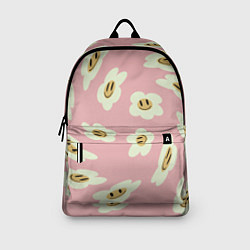 Рюкзак Искаженные смайлы-цветы на розовом паттер, цвет: 3D-принт — фото 2