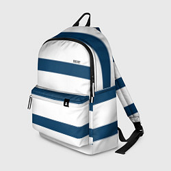 Рюкзак Бело-синий полосатый узор, цвет: 3D-принт