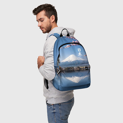 Рюкзак Цветущая сакура на фоне Фудзиямы - Япония / 3D-принт – фото 5