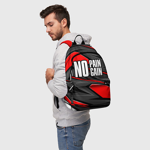 Рюкзак No pain no gain - красный / 3D-принт – фото 5