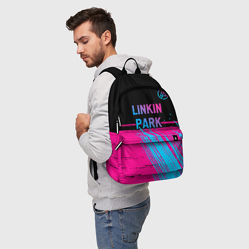 Рюкзак Linkin Park - neon gradient: символ сверху / 3D-принт – фото 5