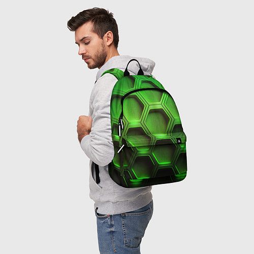 Рюкзак Объемные зеленые соты / 3D-принт – фото 5