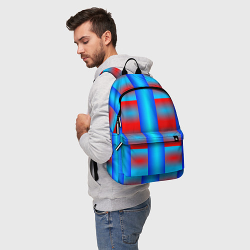 Рюкзак Красно-синие полосы и квадраты / 3D-принт – фото 5